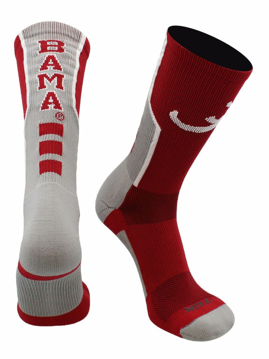 Ncaa Socks * | Hot Sale Tck University Of Alabama Crimson Tide Perimeter Crew Socks All Schools Crimson/Grey/White