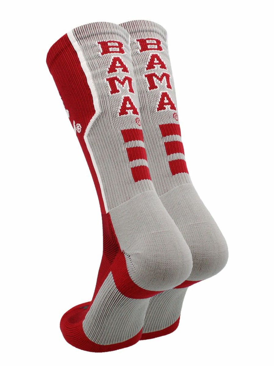 Ncaa Socks * | Hot Sale Tck University Of Alabama Crimson Tide Perimeter Crew Socks All Schools Crimson/Grey/White