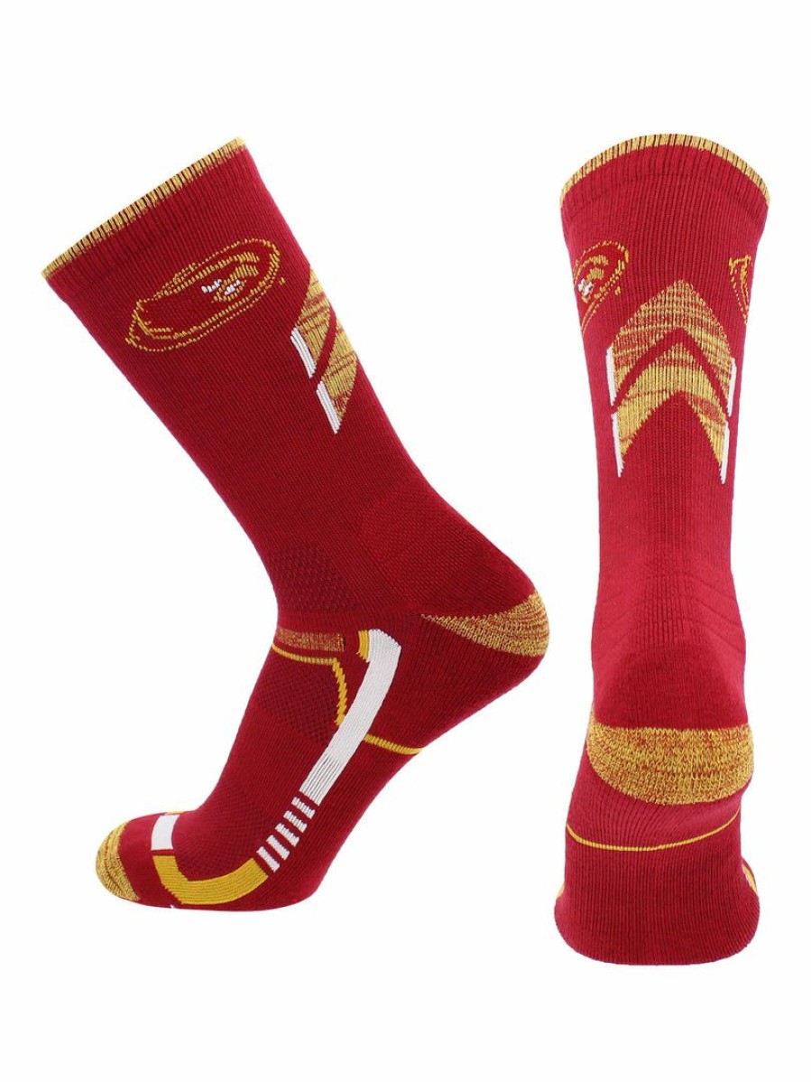 Ncaa Socks * | New Tck Iowa State Cyclones Socks Iowa State University Cyclones Champion Crew Socks Cardinal/Gold