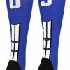 Ncaa Socks * | Wholesale Madsportsstuff Baseball Socks Royal Player Id Custom Number Over The Calf Socks For Softball Baseball Football Boys And Girls