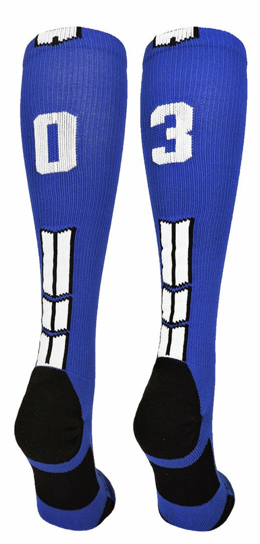 Ncaa Socks * | Wholesale Madsportsstuff Baseball Socks Royal Player Id Custom Number Over The Calf Socks For Softball Baseball Football Boys And Girls