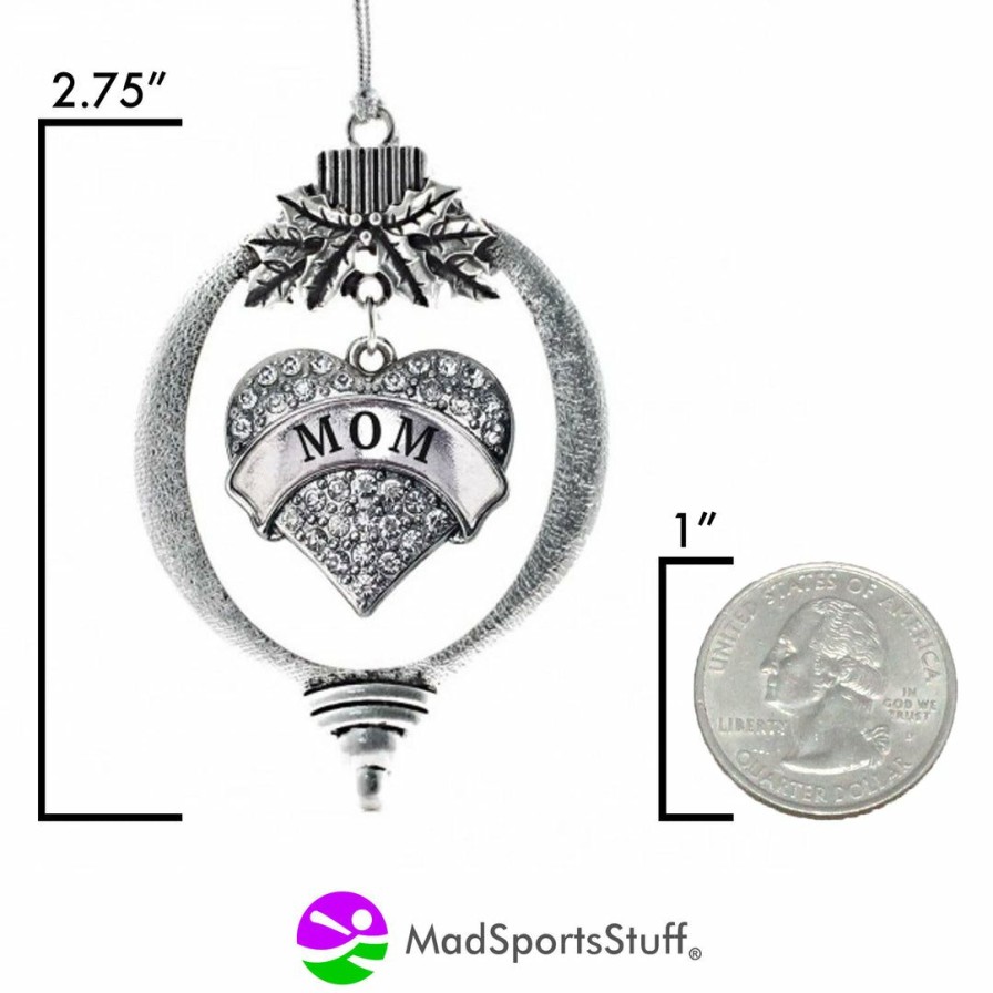 Accessories * | Discount Madsportsstuff Mom Christmas Ornament With Crystal Heart Charm Ornaments