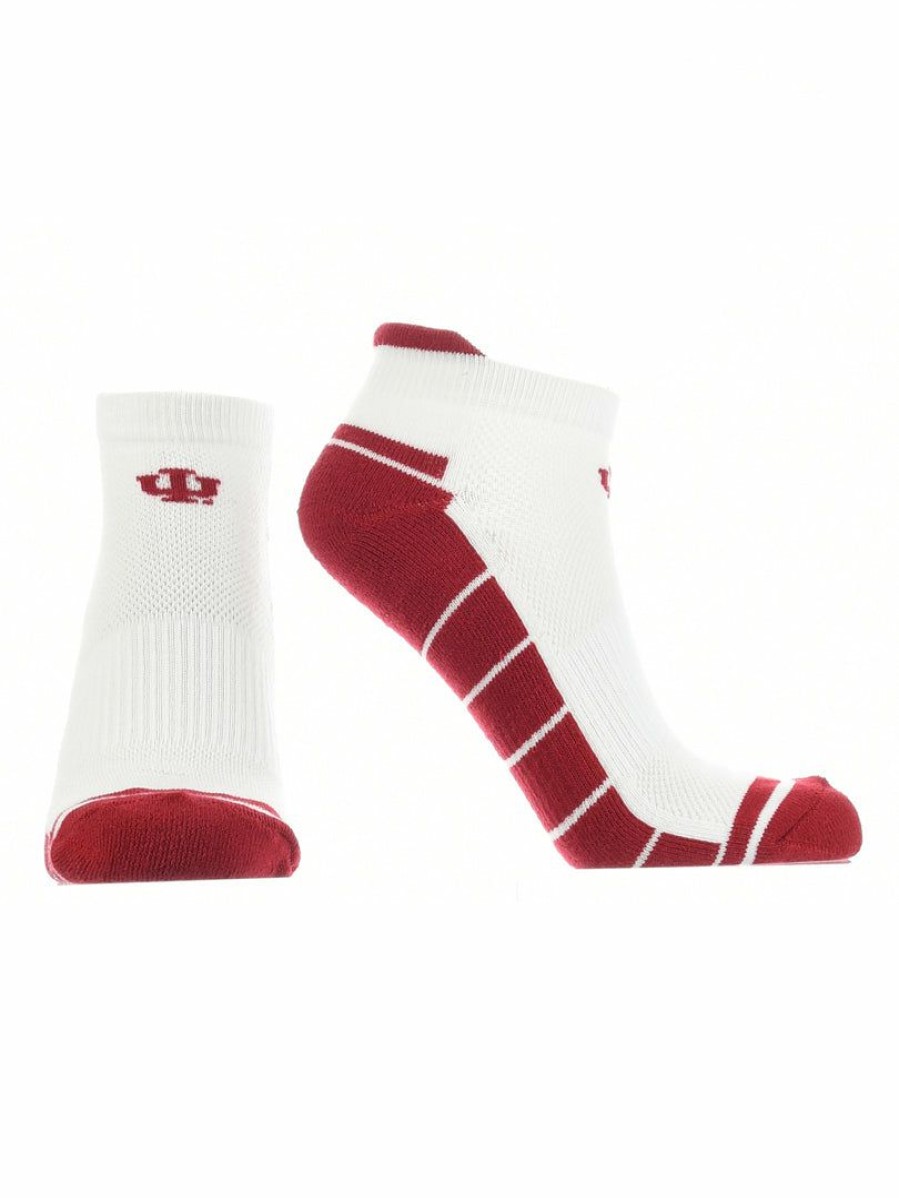 Ncaa Socks * | Buy Tck All Schools Indiana Hoosiers Low Cut Ankle Socks With Tab White/Crimson