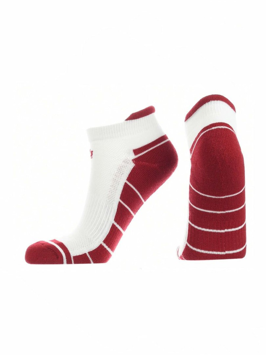 Ncaa Socks * | Buy Tck All Schools Indiana Hoosiers Low Cut Ankle Socks With Tab White/Crimson