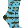 Ncaa Socks * | Deals Whd Crazy Socks Crew Bass Socks Gift For Bass Fishing Lovers Blue