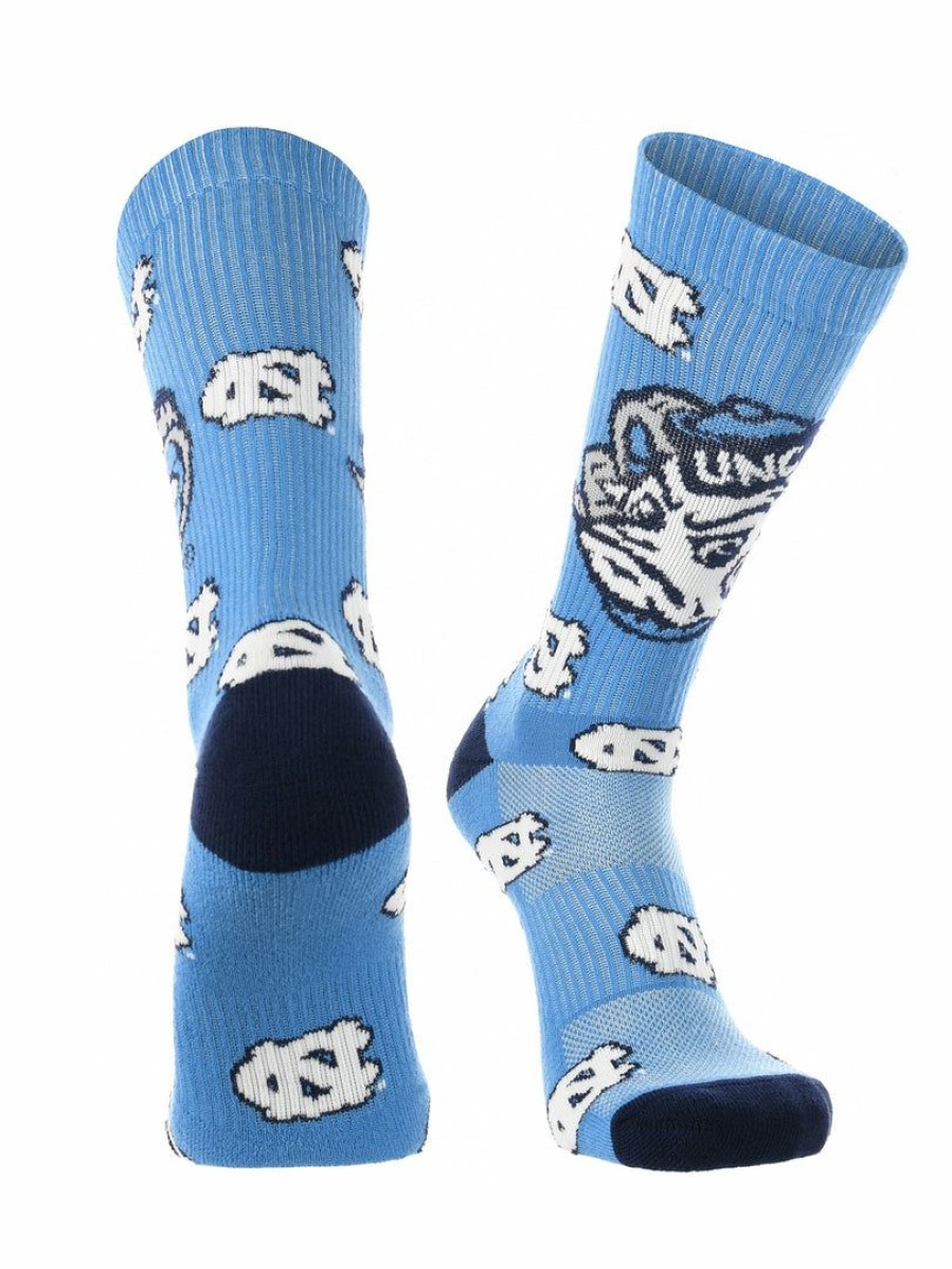 Ncaa Socks * | New Tck North Carolina Tar Heels Socks Crew Length Sock Mayhem Carolina Blue/Navy/White