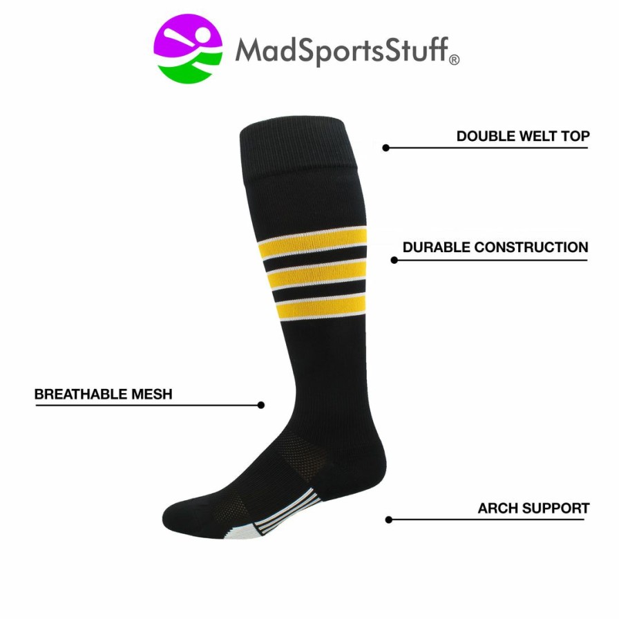 Ncaa Socks * | Outlet Madsportsstuff Gridiron 3 Stripe Football Socks (Multiple Colors)