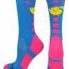 Ncaa Socks * | Outlet Madsportsstuff Lacrosse Socks Lax Chick Lacrosse Athletic Crew Socks Electric Blue/Neon Pink