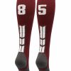 Ncaa Socks * | Budget Madsportsstuff Maroon Player Id Custom Number Over The Calf Socks For Softball Baseball Football Boys And Girls Softball Socks