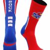 Ncaa Socks * | Budget Tck All Schools Kansas Rock Chalk Jayhawks Socks Perimeter Crew Scarlet/Royal/White