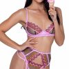 Lingerie * | Roma Strawberry Sherbet Bra And Garter Set