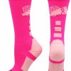 Ncaa Socks * | Hot Sale Madsportsstuff Team Socks Crew Cheer Breast Cancer Awareness Socks Neon Pink/Pale Pink