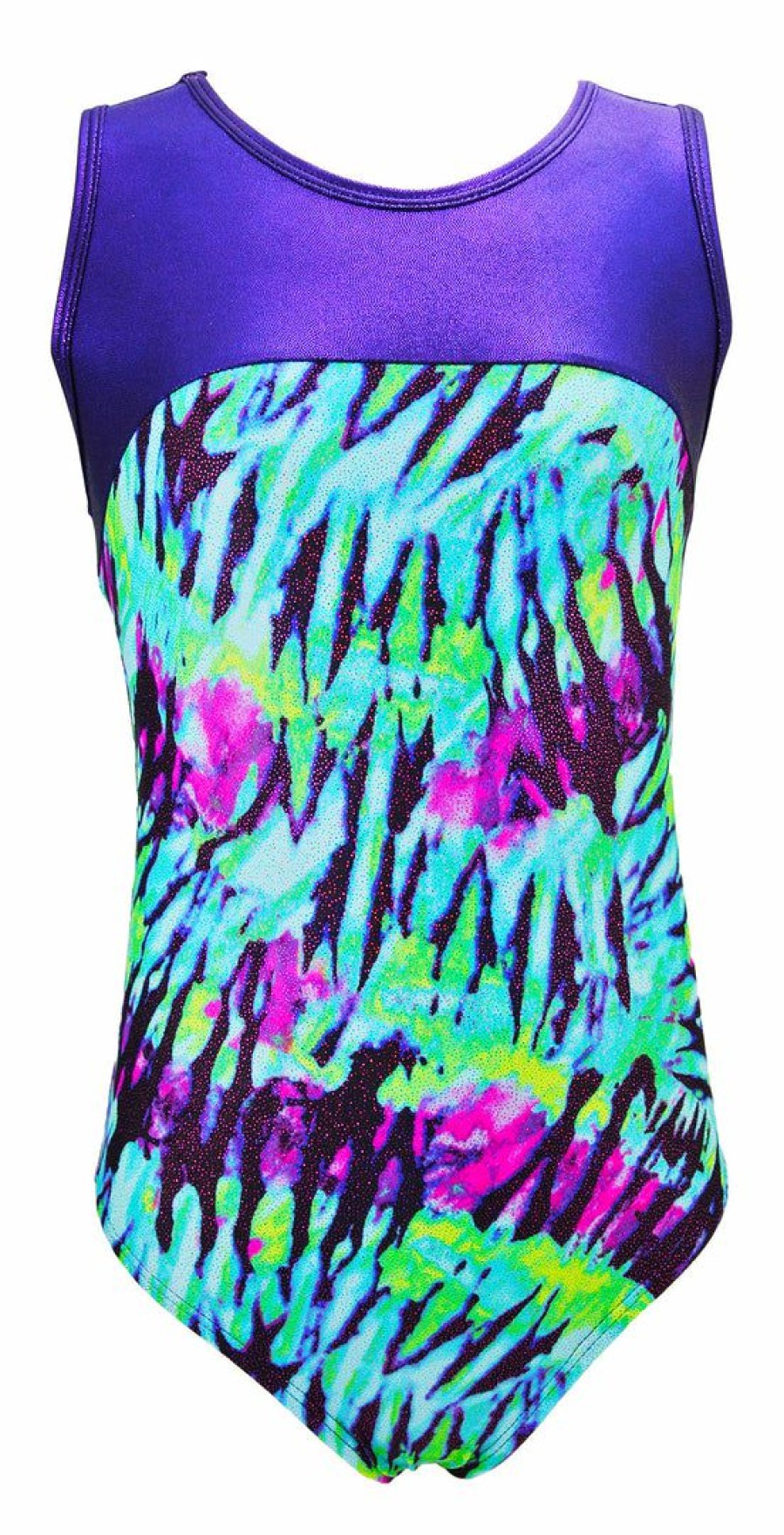 By Sport * | Brand New Madsportsstuff Keyhole Style Girls Gymnastics Leotard Aqua Tie Dye