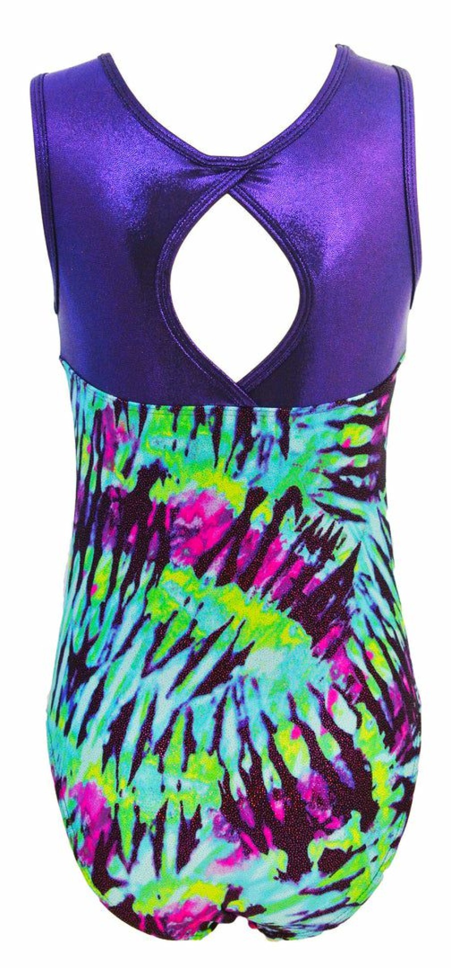 By Sport * | Brand New Madsportsstuff Keyhole Style Girls Gymnastics Leotard Aqua Tie Dye