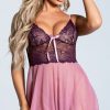 Lingerie * | Escante Jasmine Plum Babydoll Set