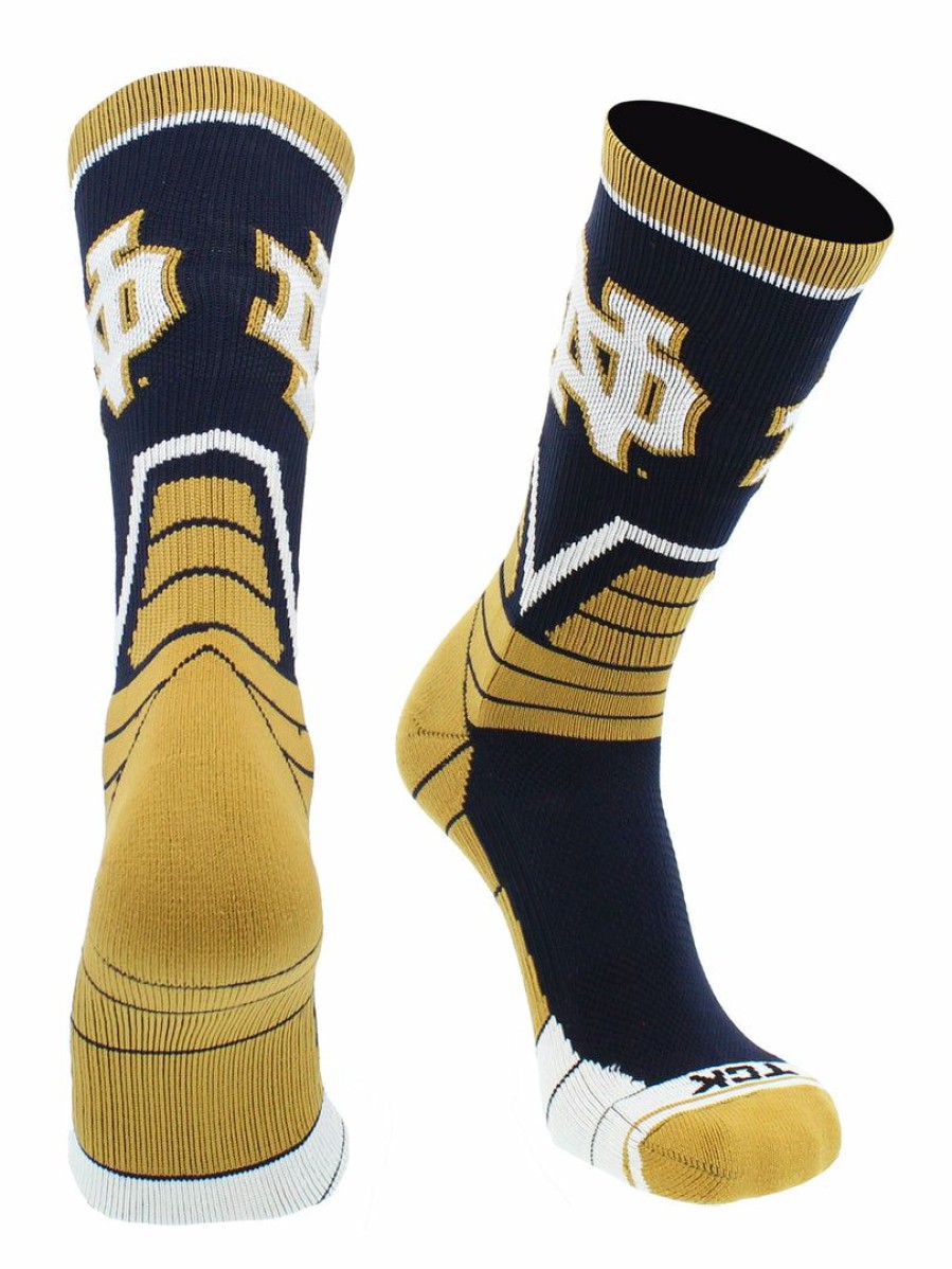 Ncaa Socks * | Promo Tck University Of Notre Dame Socks Fighting Irish Victory Crew All Schools Blue/Gold/White