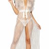 Lingerie * | Dreamgirl Delicate White Lace Gown Set