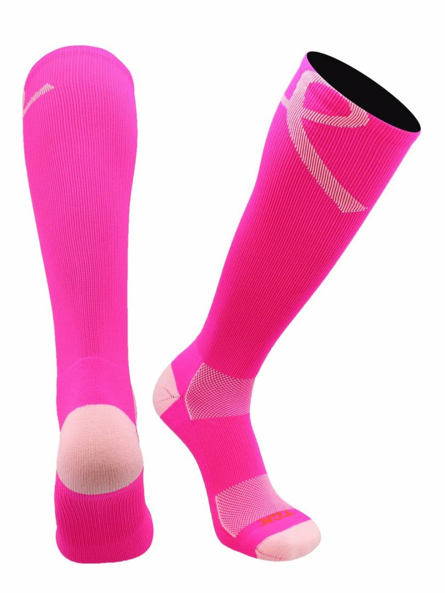 Ncaa Socks * | Best Pirce Tck Pink Ribbon Awareness Over The Calf Socks