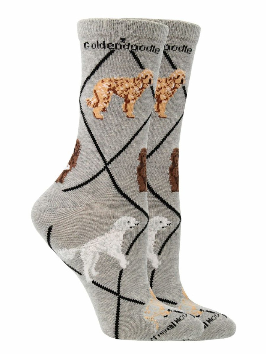 Ncaa Socks * | Best Sale Whd Goldendoodle Socks For Women Gift For Dog Lovers Gray