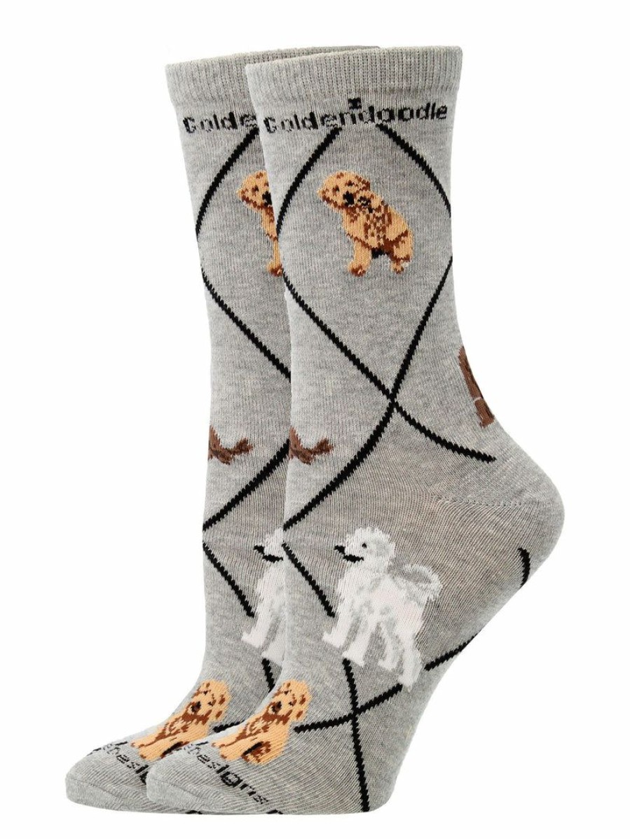 Ncaa Socks * | Best Sale Whd Goldendoodle Socks For Women Gift For Dog Lovers Gray