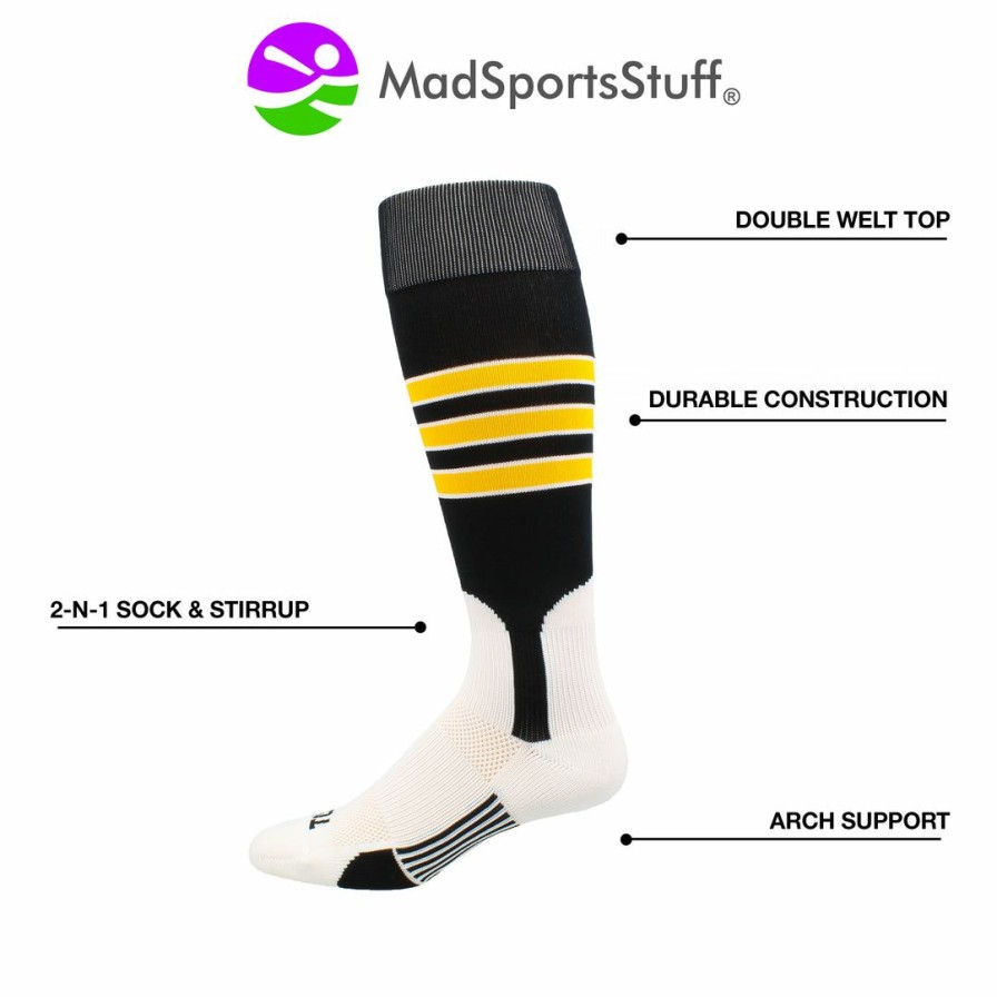 Ncaa Socks * | New Madsportsstuff Baseball Stirrup Socks 3 Stripe With Featheredge