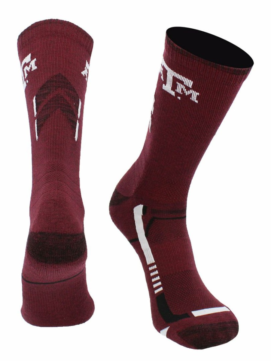 Ncaa Socks * | Best Deal Tck Texas A&M Aggies Socks Texas A&M University Aggies Champion Crew Socks Maroon/Black