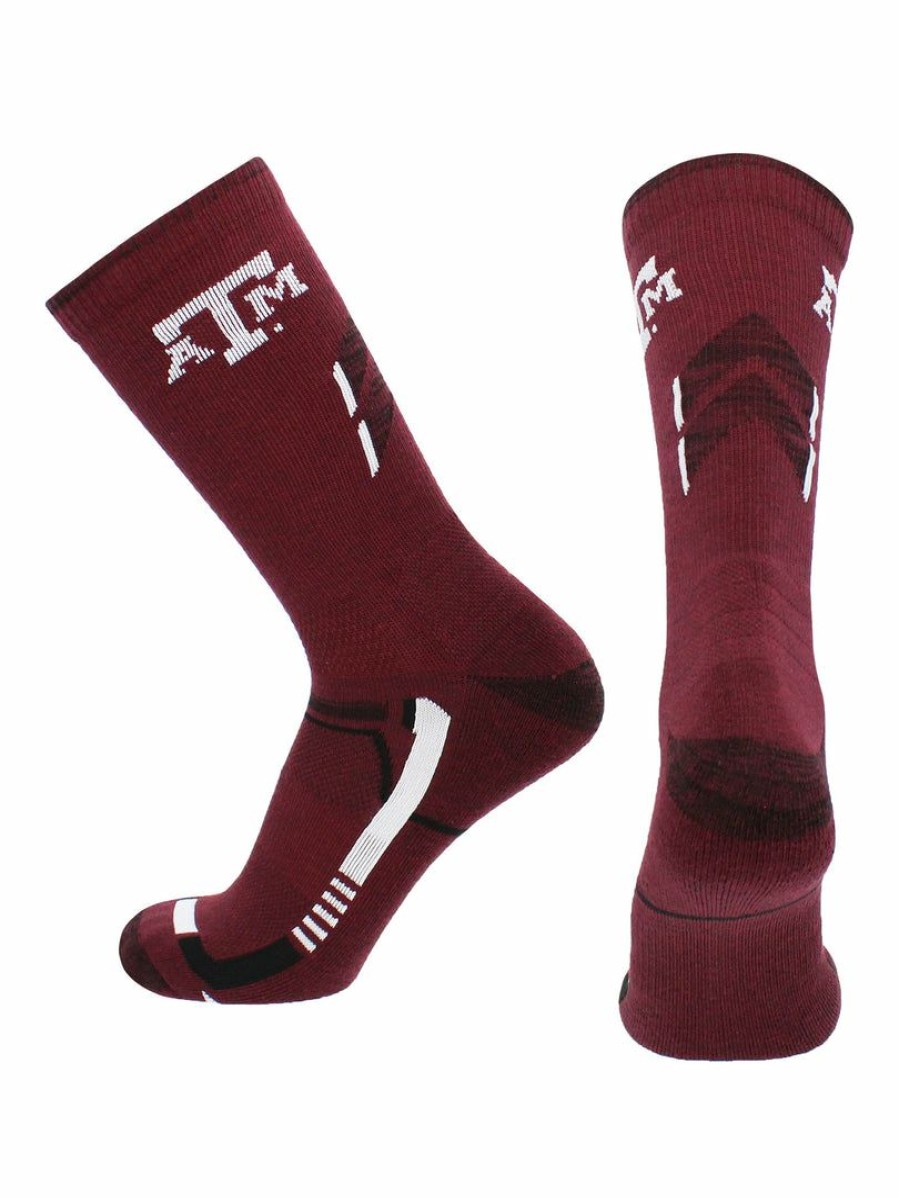 Ncaa Socks * | Best Deal Tck Texas A&M Aggies Socks Texas A&M University Aggies Champion Crew Socks Maroon/Black