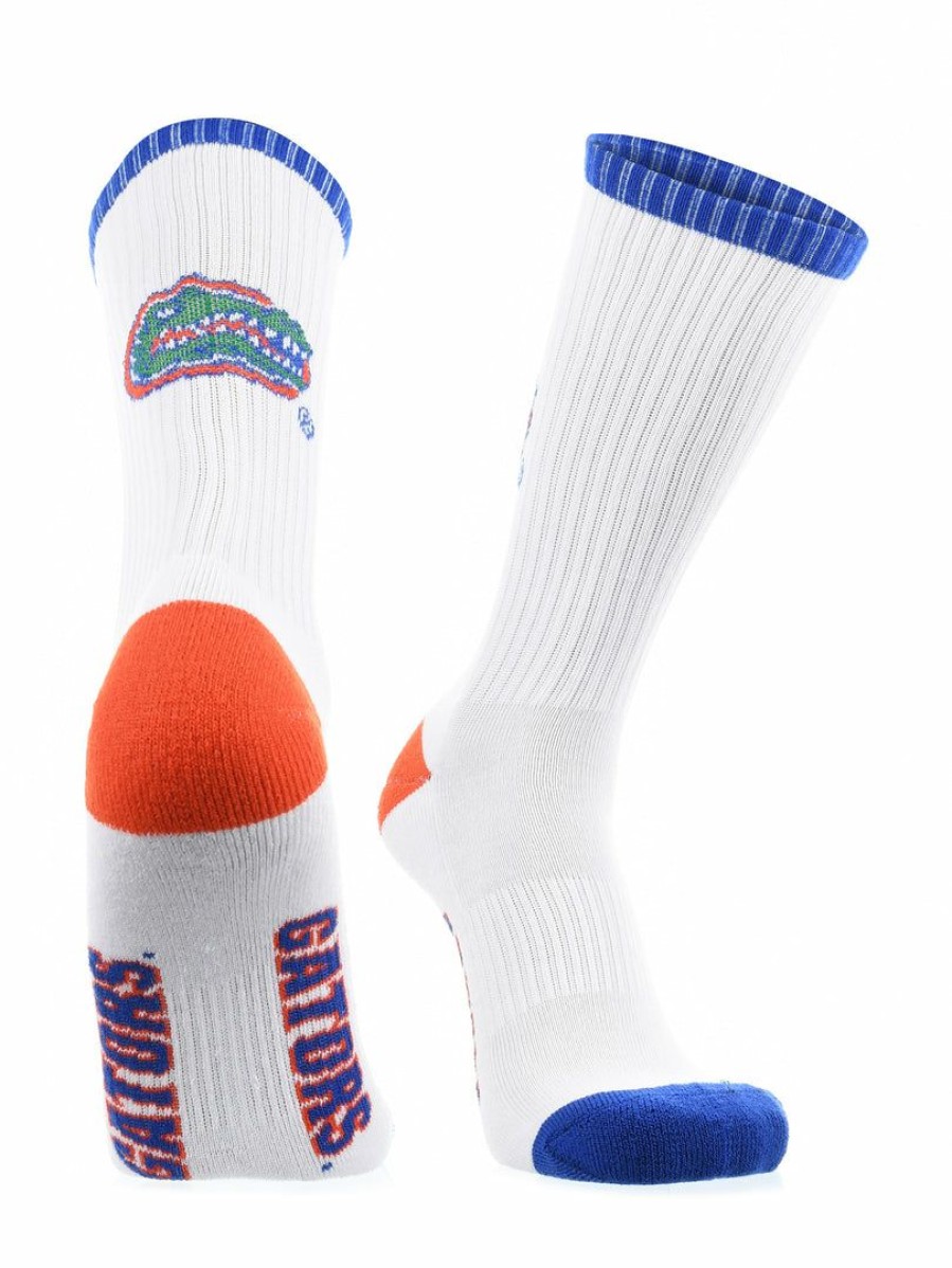 Ncaa Socks * | Promo Tck Florida Gators Socks Basic Crew White Socks White/Blue/Orange