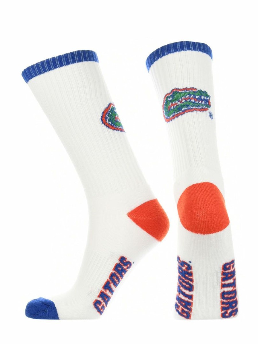 Ncaa Socks * | Promo Tck Florida Gators Socks Basic Crew White Socks White/Blue/Orange