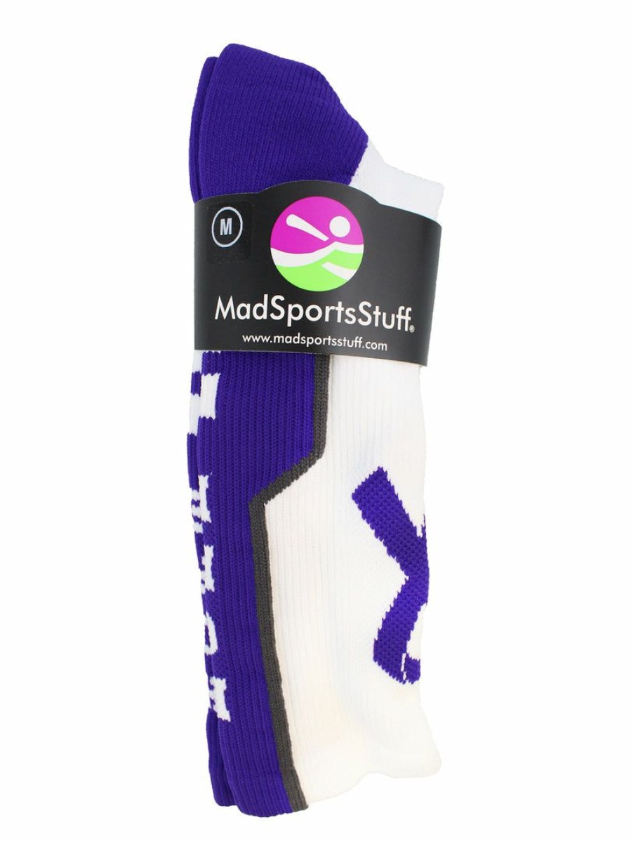 Ncaa Socks * | Flash Sale Madsportsstuff Relay For Life Hope Cancer Awareness Athletic Crew Socks Basketball Socks White/Purple/Graphite