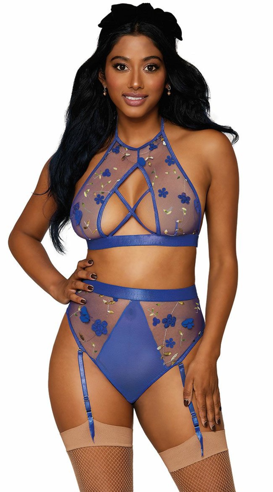 Lingerie * | Dreamgirl Blue Meadows Bra Set