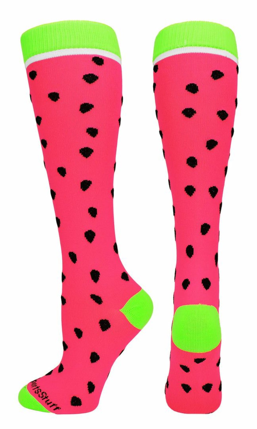 Ncaa Socks * | Top 10 Madsportsstuff Neon Watermelon Athletic Over The Calf Socks Neon Pink/Neon Green