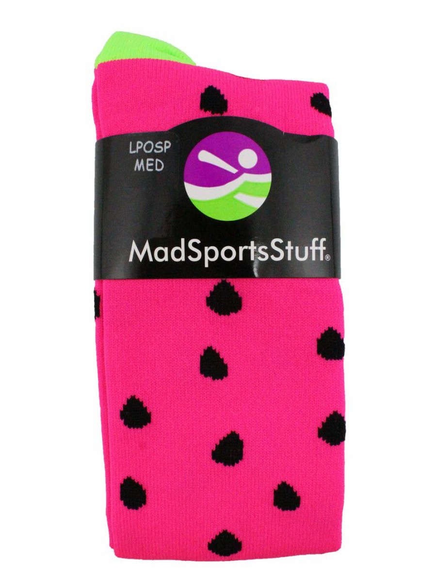 Ncaa Socks * | Top 10 Madsportsstuff Neon Watermelon Athletic Over The Calf Socks Neon Pink/Neon Green