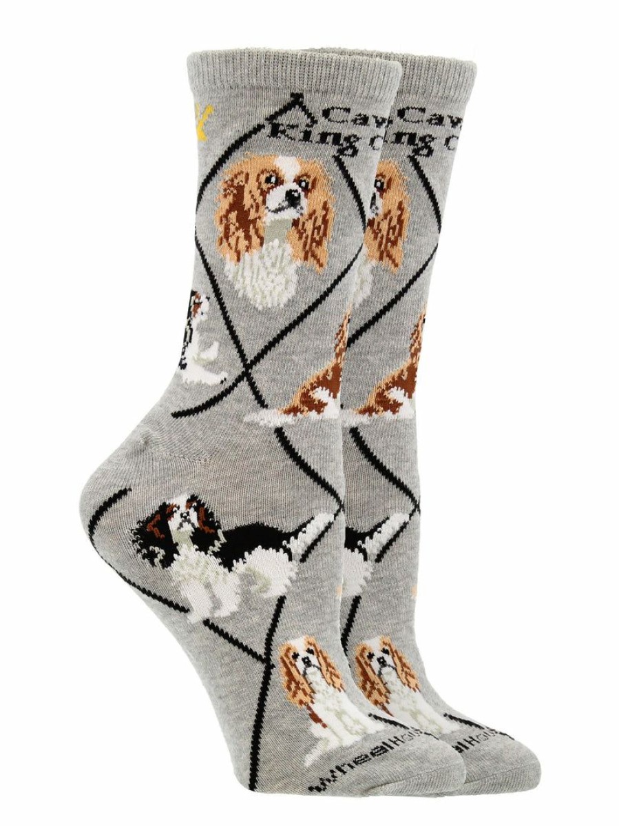 Ncaa Socks * | Brand New Whd Crazy Socks Crew Cavalier King Charles Spaniel Socks For Women Gift For Dog Lovers