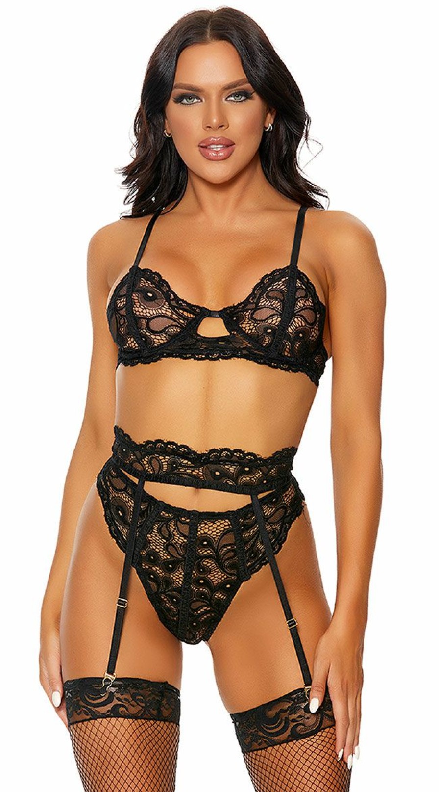 Lingerie * | Forplay Craving You Garter Bra Set