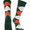 Ncaa Socks * | Discount Tck Miami Hurricanes Argyle Dress Socks Ncaa Fanwear Crew Length All Schools Orange/Green