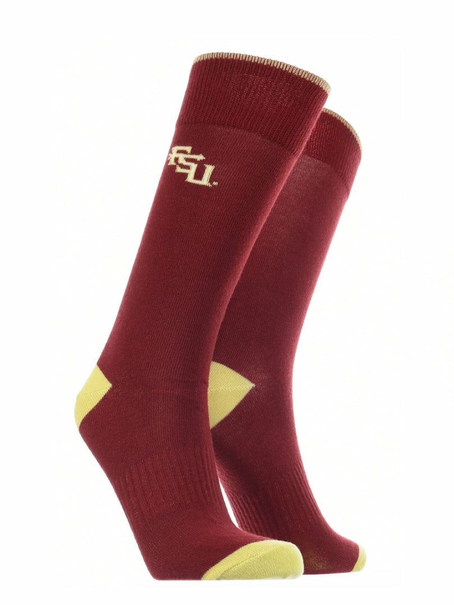 Ncaa Socks * | New Tck All Schools Florida State Seminoles Dress Socks Dean'S List Crew Length Socks Garnet/Gold