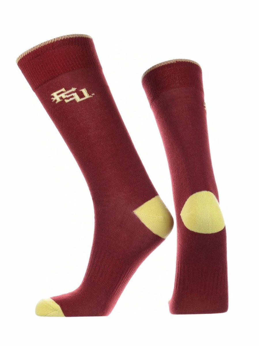 Ncaa Socks * | New Tck All Schools Florida State Seminoles Dress Socks Dean'S List Crew Length Socks Garnet/Gold