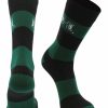 Ncaa Socks * | Brand New Tck Hawaii Rainbow Warriors Socks Game Day Striped Crew Socks All Schools Black/Green