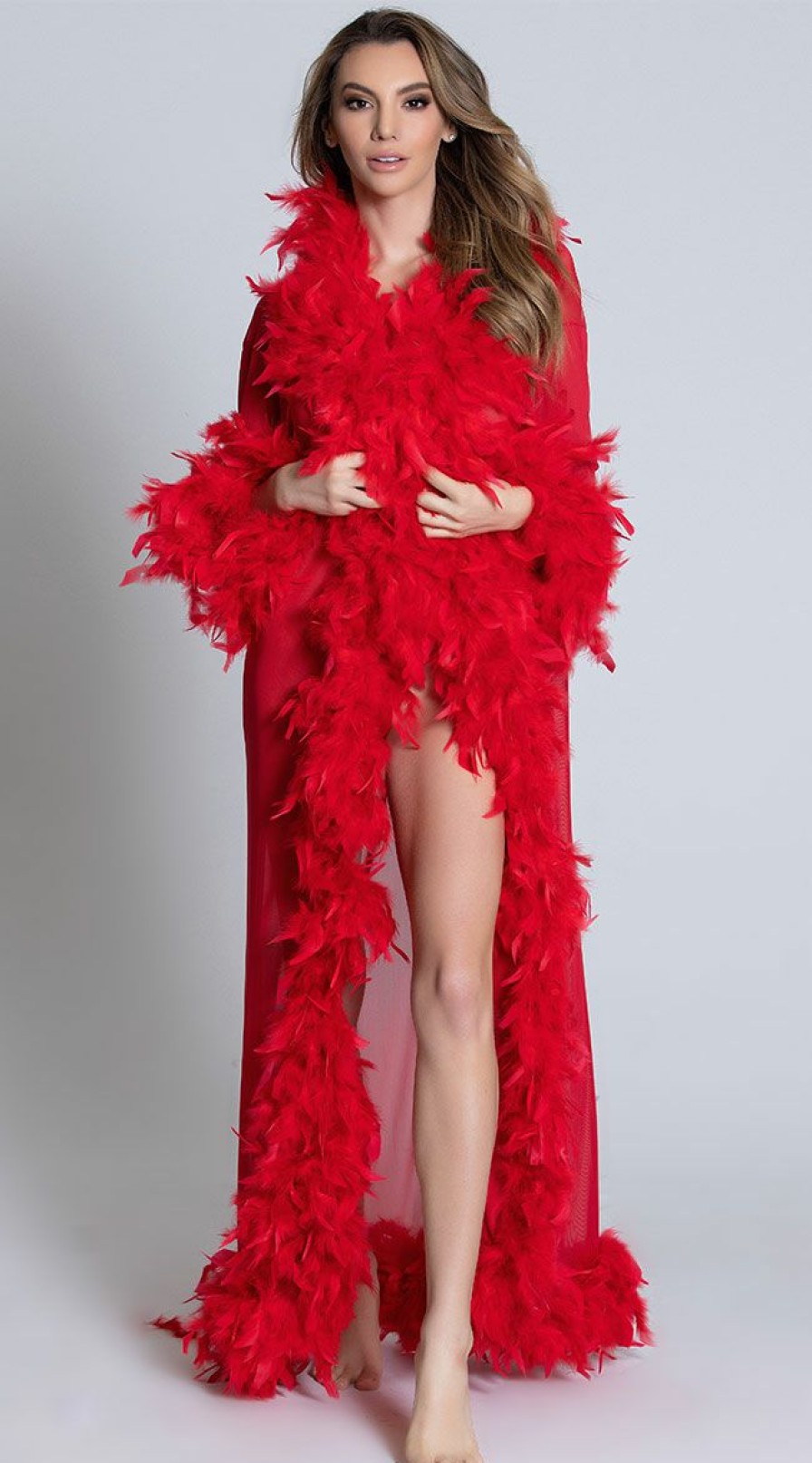 Lingerie * | Be Wicked Deluxe Red Feather Robe Duplicate Sku