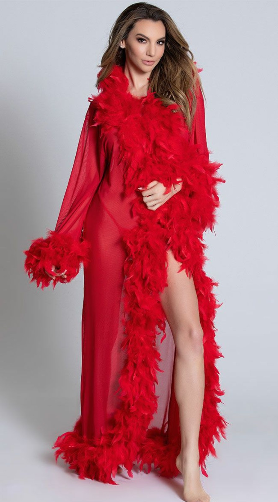 Lingerie * | Be Wicked Deluxe Red Feather Robe Duplicate Sku