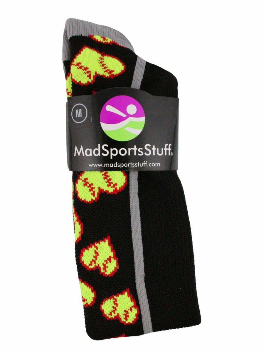 Ncaa Socks * | Deals Madsportsstuff Softball Socks With Love Softball Hearts For Girls Or Women Athletic Over The Calf Socks