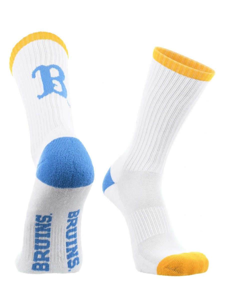 Ncaa Socks * | Best Reviews Of Tck Ucla Bruins Socks Basic Crew White Socks White/Gold/Blue