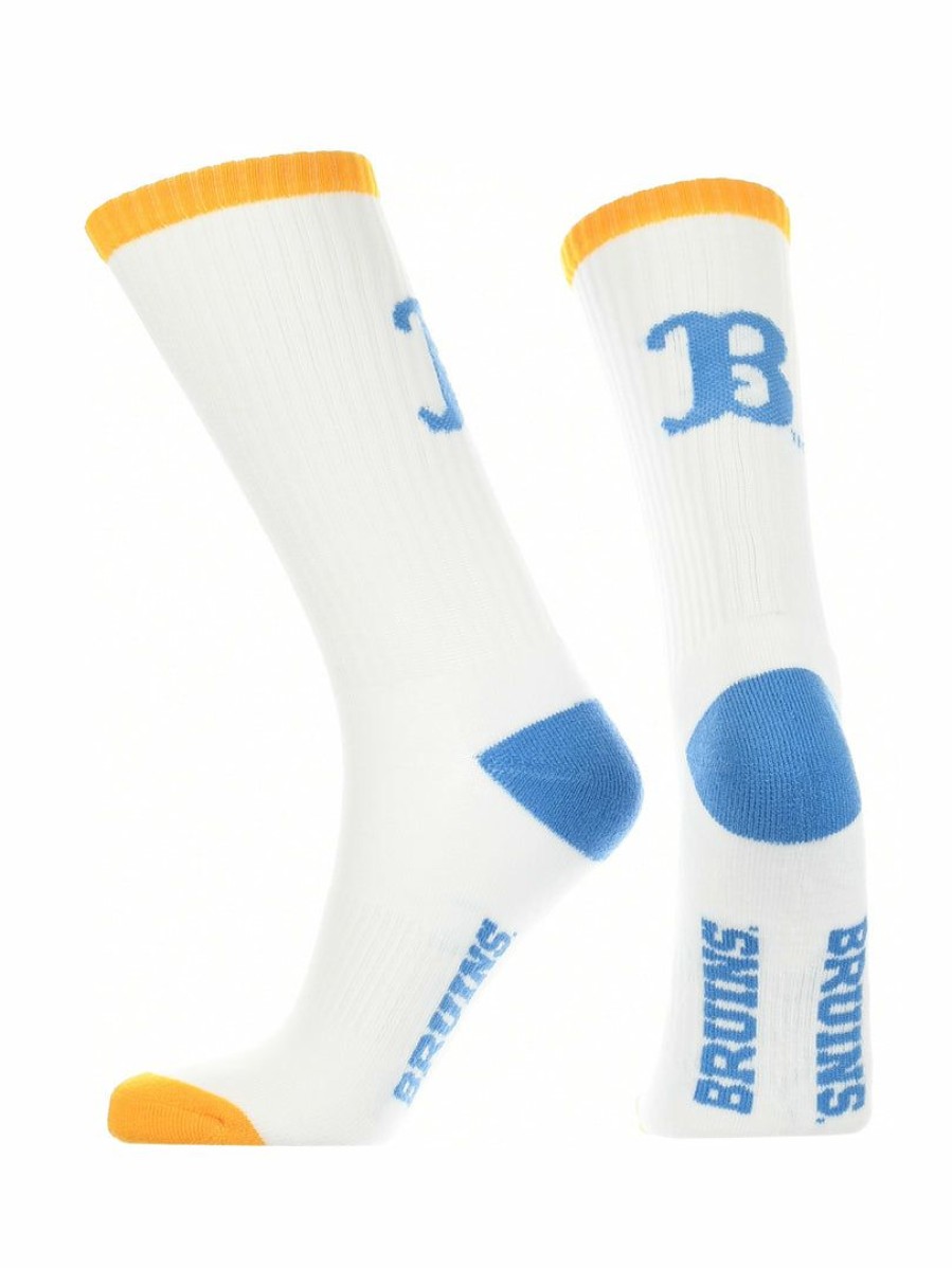 Ncaa Socks * | Best Reviews Of Tck Ucla Bruins Socks Basic Crew White Socks White/Gold/Blue