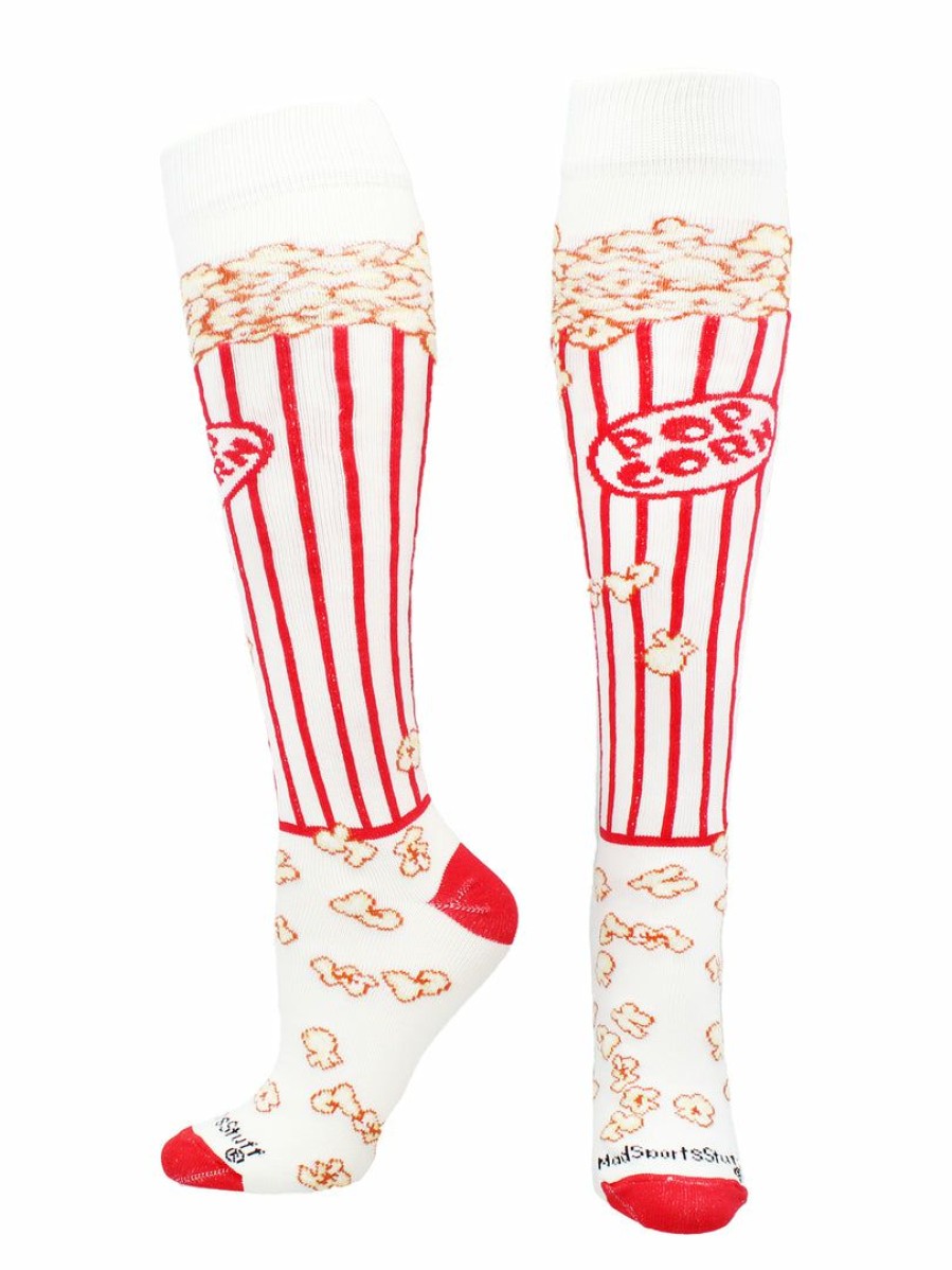 Ncaa Socks * | Hot Sale Madsportsstuff Popcorn Socks Over The Calf Length White/Scarlet