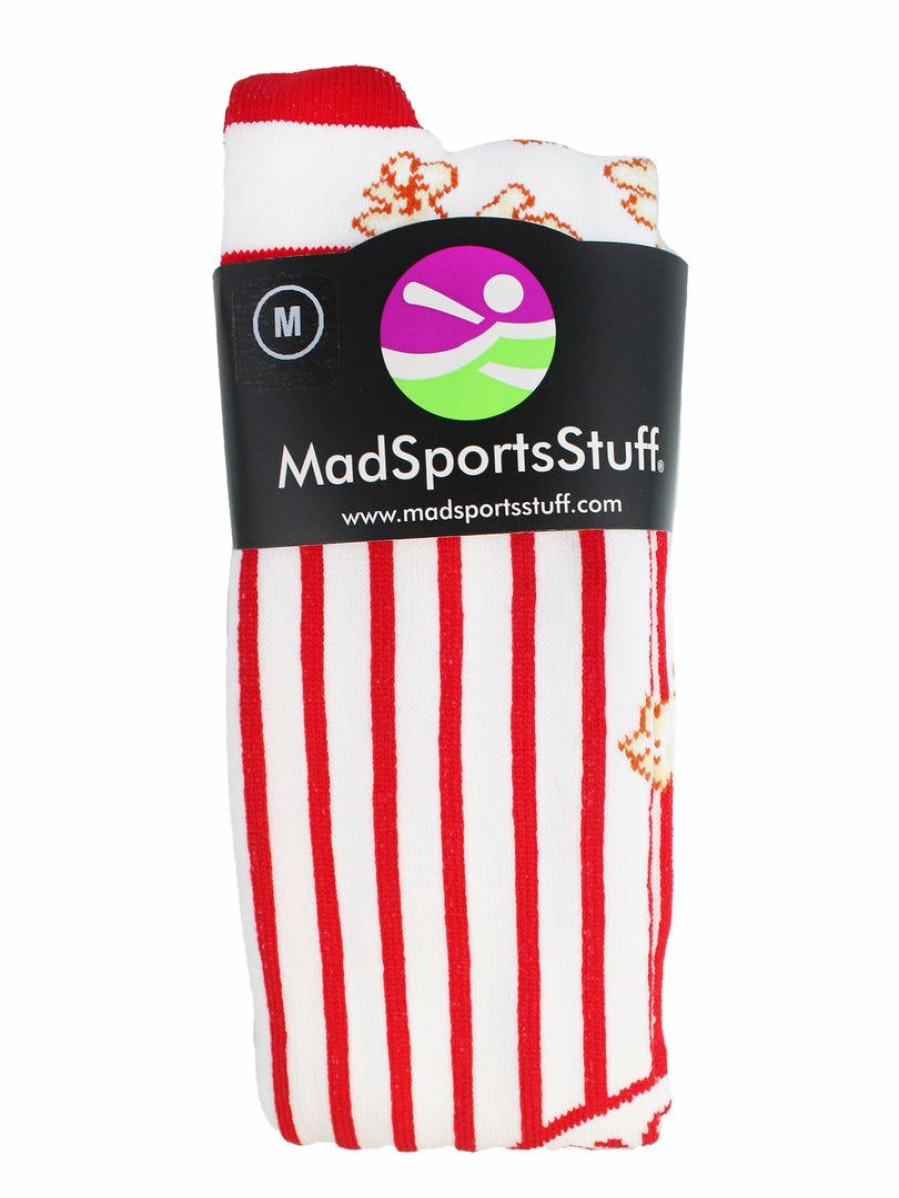 Ncaa Socks * | Hot Sale Madsportsstuff Popcorn Socks Over The Calf Length White/Scarlet