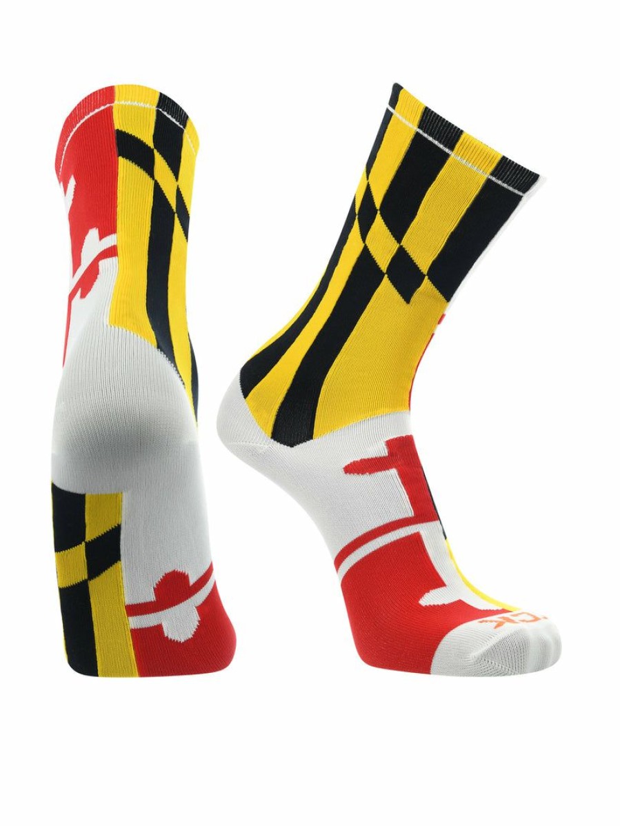 Ncaa Socks * | Buy Tck Lacrosse Socks Maryland Flag Crew Socks