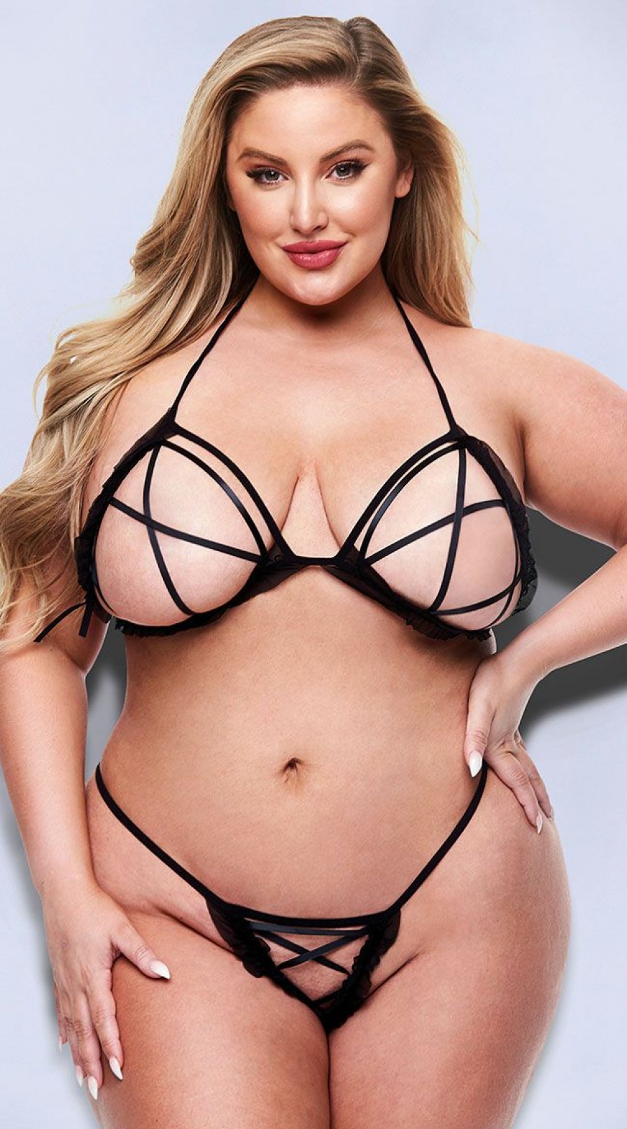 Lingerie * | Baci Plus Size Exposed Cupless And Crotchless Bra Set