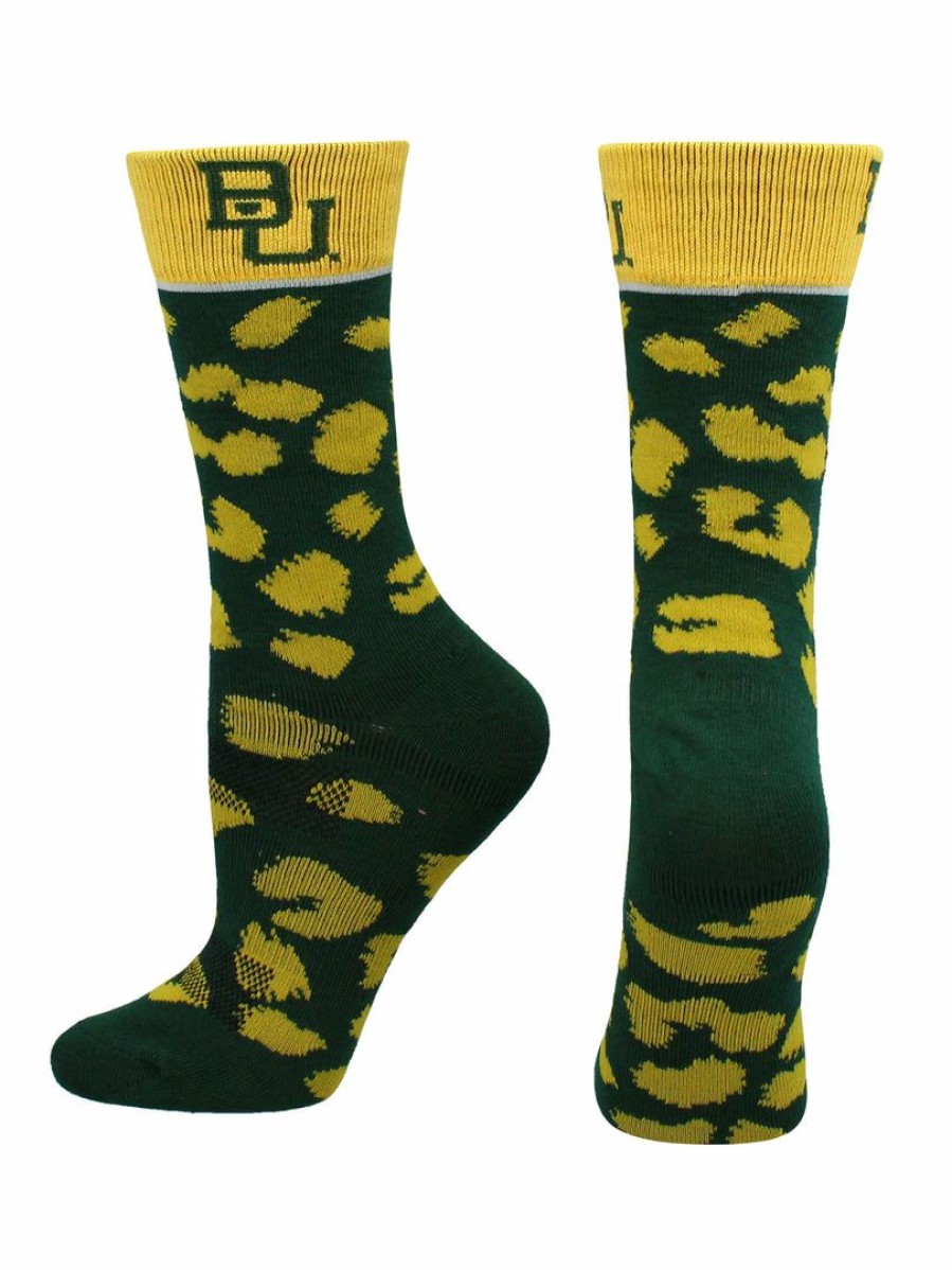 Ncaa Socks * | Hot Sale Tck Baylor Bears Socks Womens Savage Crew Socks Green/Gold