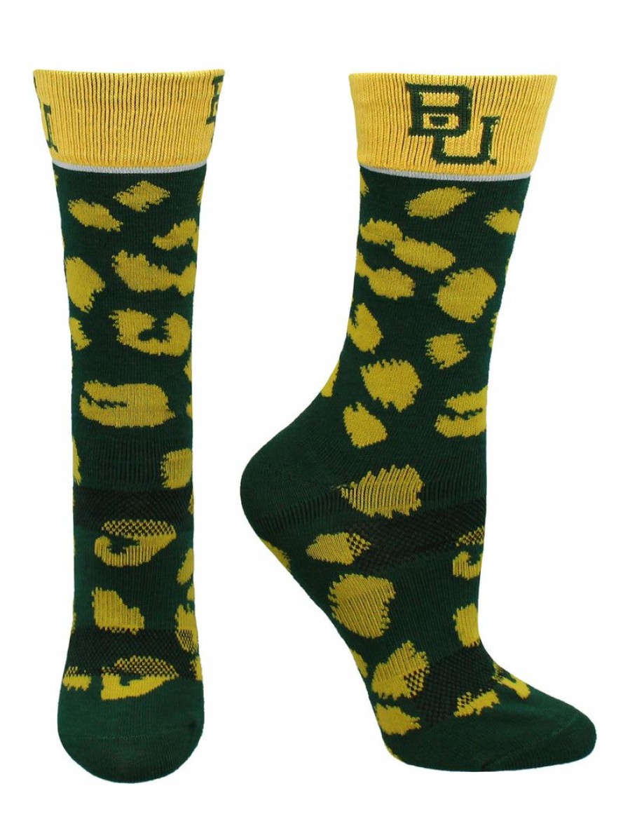 Ncaa Socks * | Hot Sale Tck Baylor Bears Socks Womens Savage Crew Socks Green/Gold